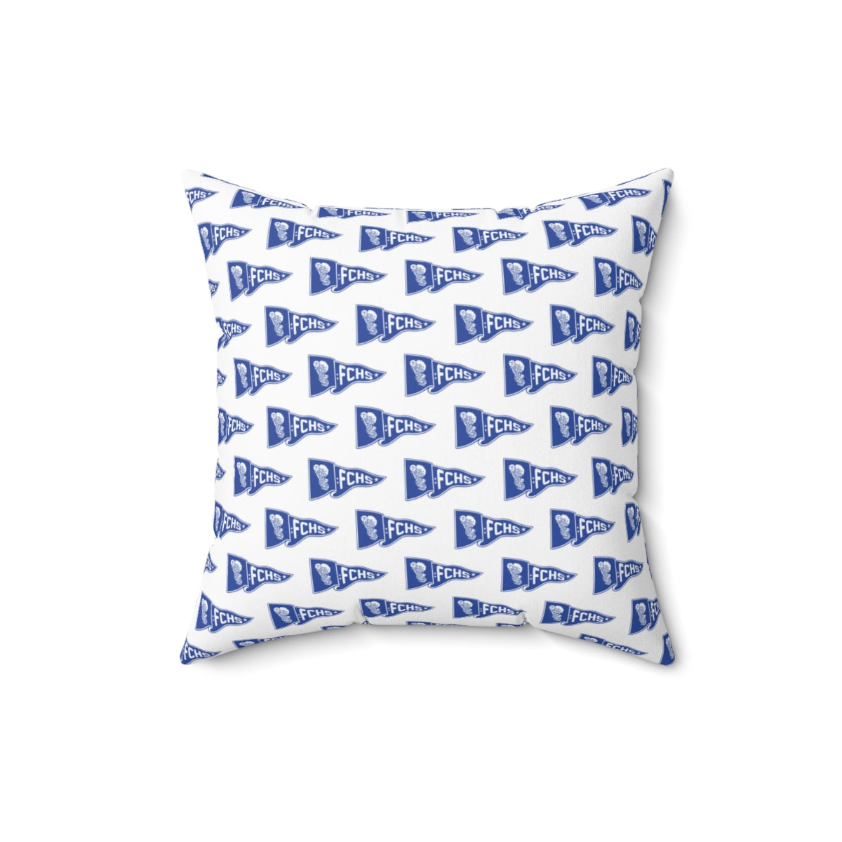 White Freeburg Midgets Pennant Pattern Spun Polyester Square Pillow