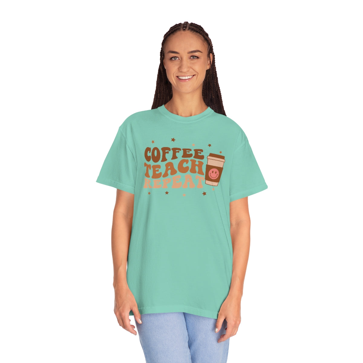 Coffee Teach Repeat Unisex Garment-Dyed Comfort Colors PREMIUM T-shirt