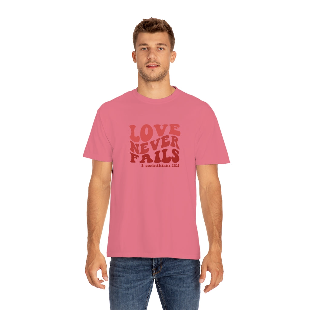 Love Never Fails Unisex Garment-Dyed PREMIUM T-shirt