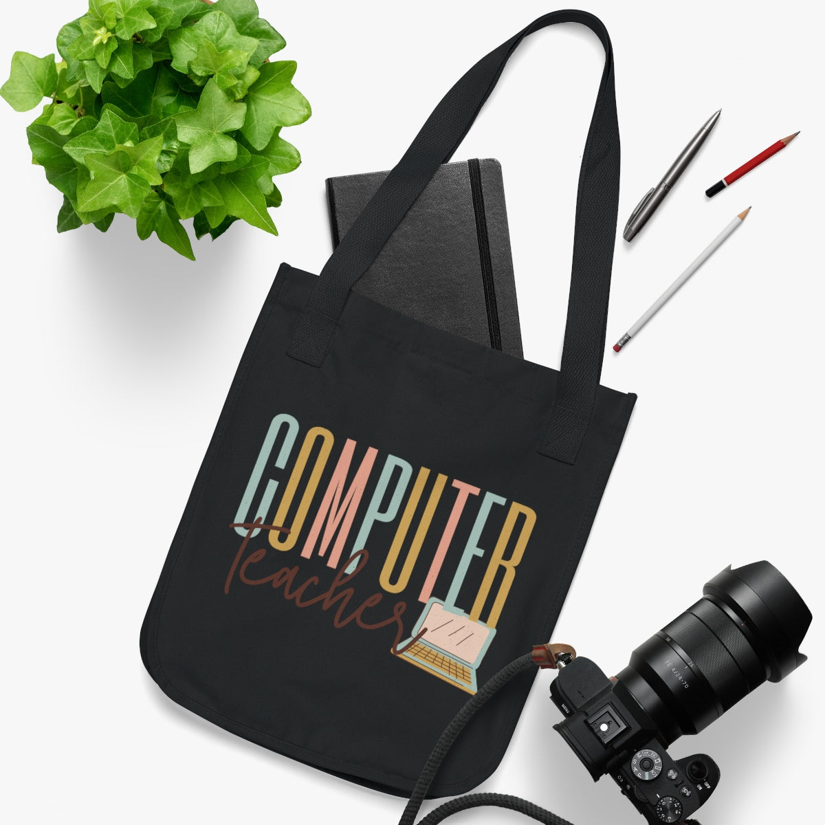 Computer Teacher Multi-Colored Organic Canvas Tote Bag