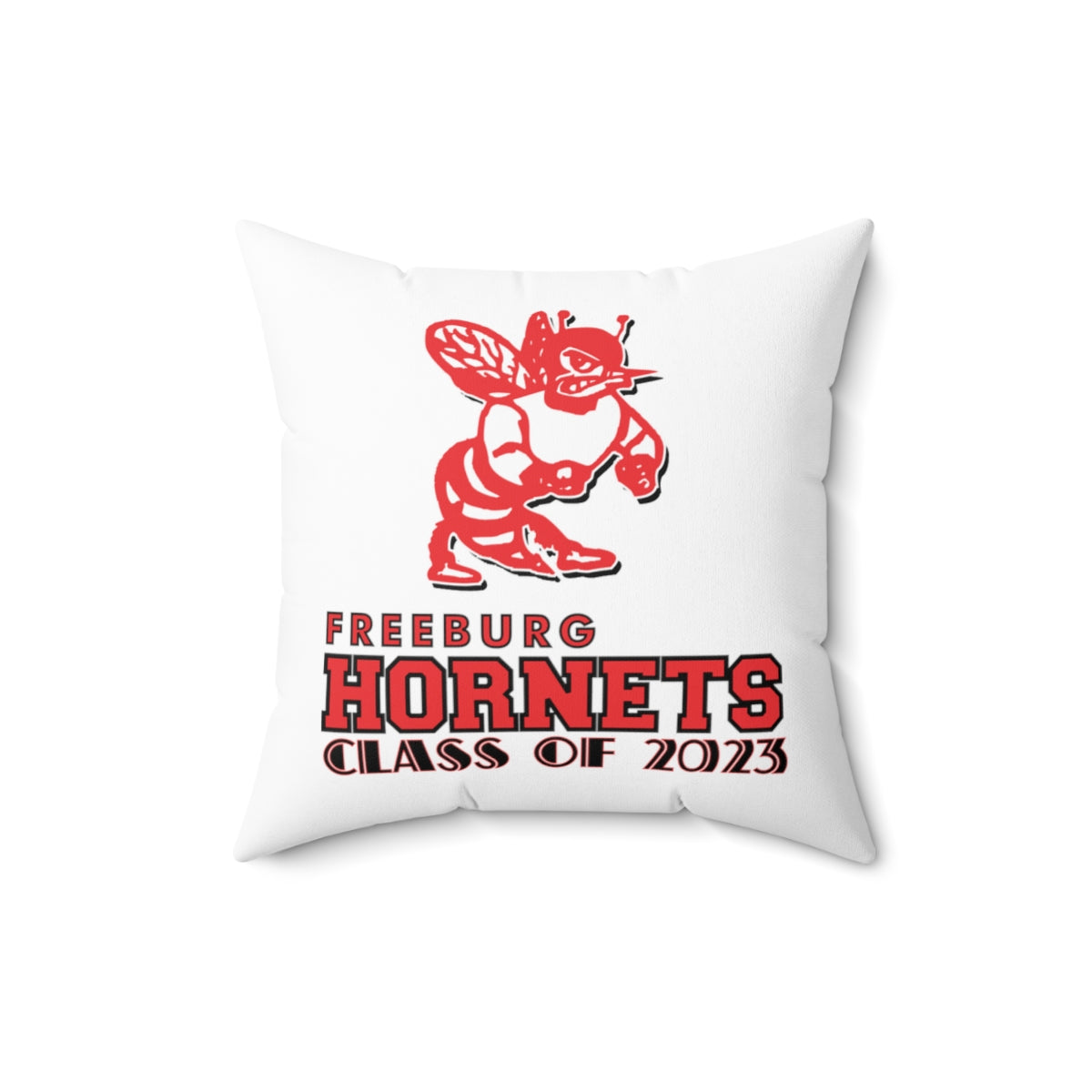 White Freeburg Hornet Class of 2023 Spun Polyester Square Pillow