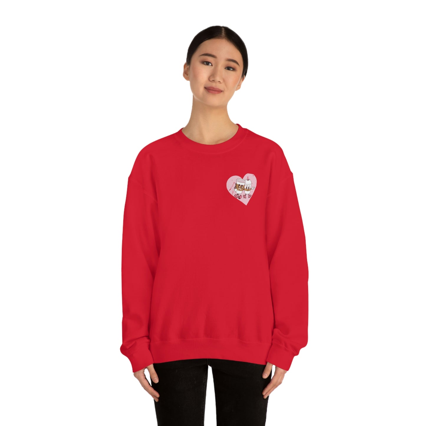 Front and Back Image "I love you a Latte!" Unisex Heavy Blend™ Crewneck Sweatshirt