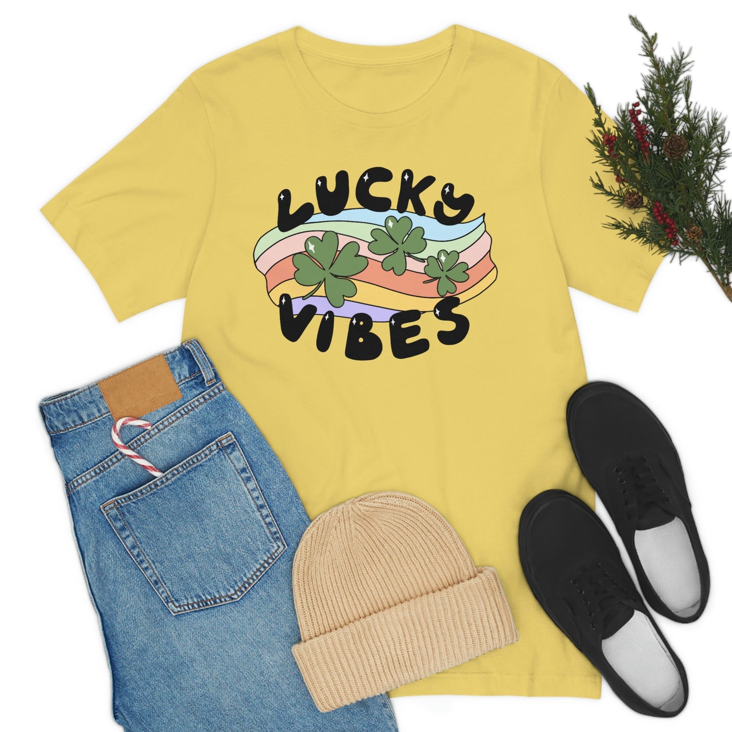 St. Patrick's Day "Lucky Vibes" Unisex Jersey Short Sleeve Tee