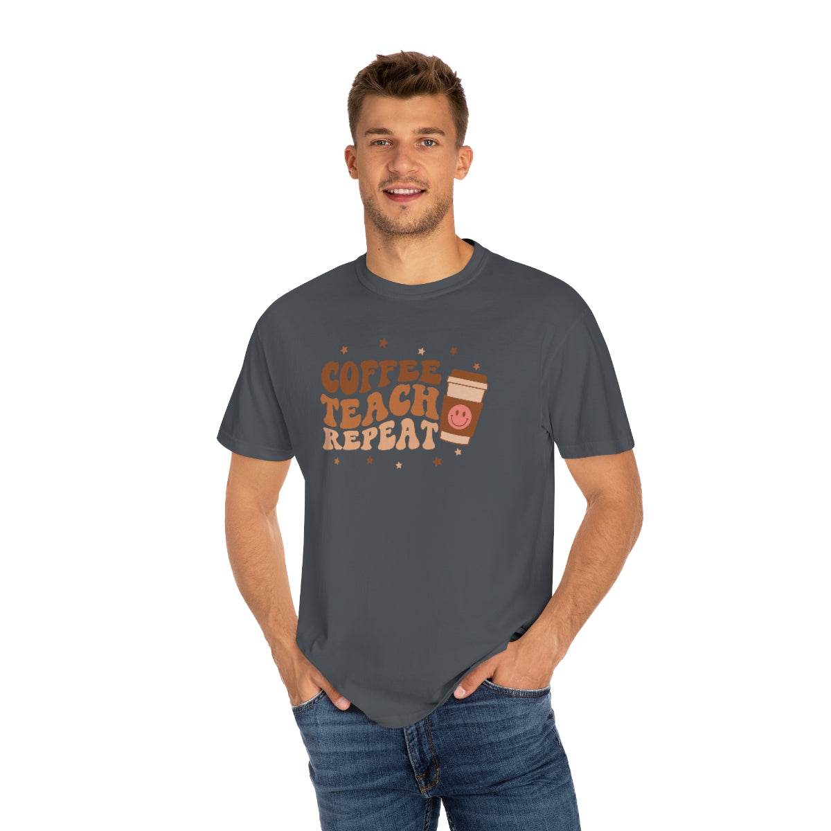Coffee Teach Repeat Unisex Garment-Dyed Comfort Colors PREMIUM T-shirt