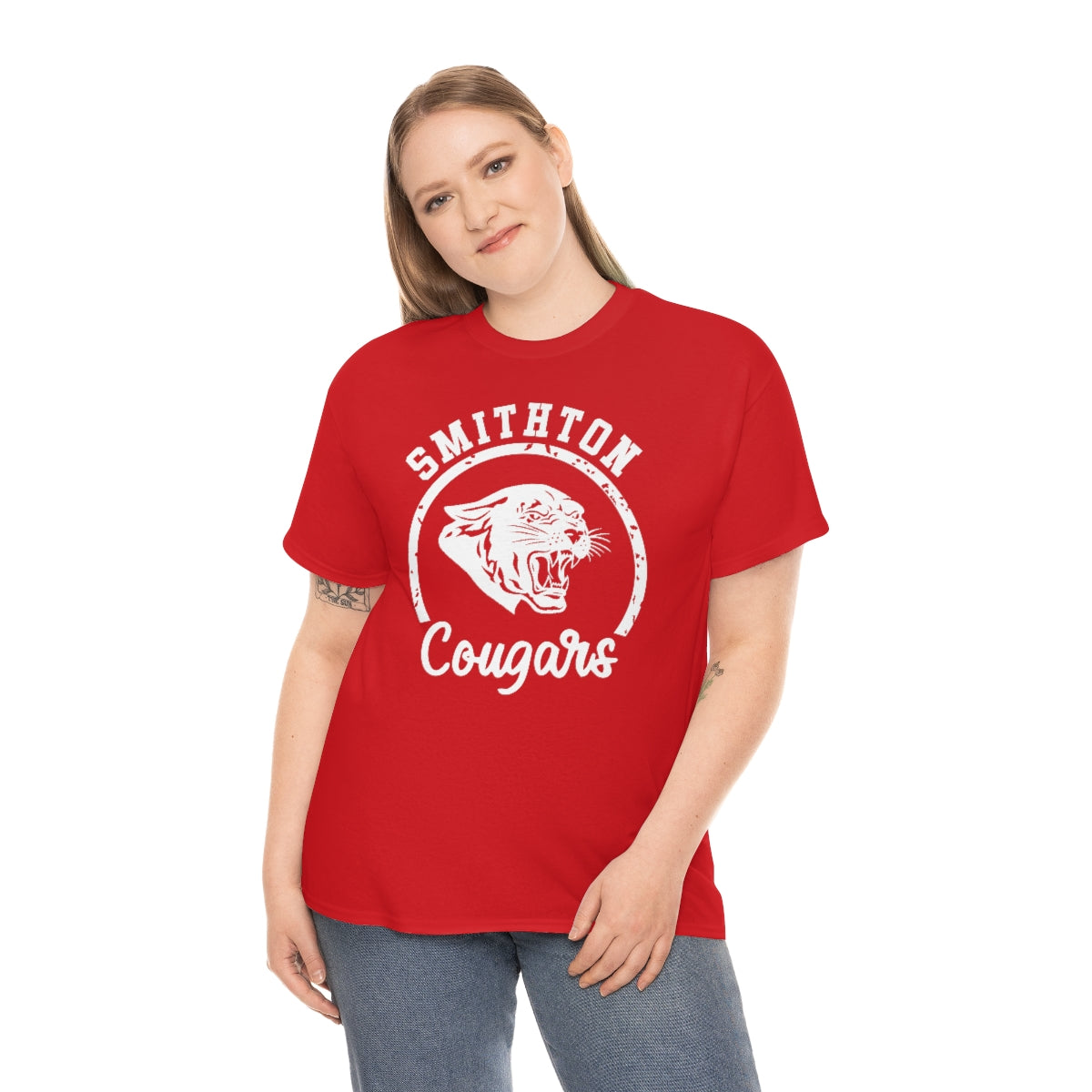 Smithton Cougars - White Imprint Unisex Heavy Cotton Tee