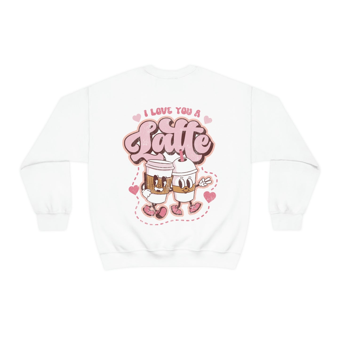Front and Back Image "I love you a Latte!" Unisex Heavy Blend™ Crewneck Sweatshirt
