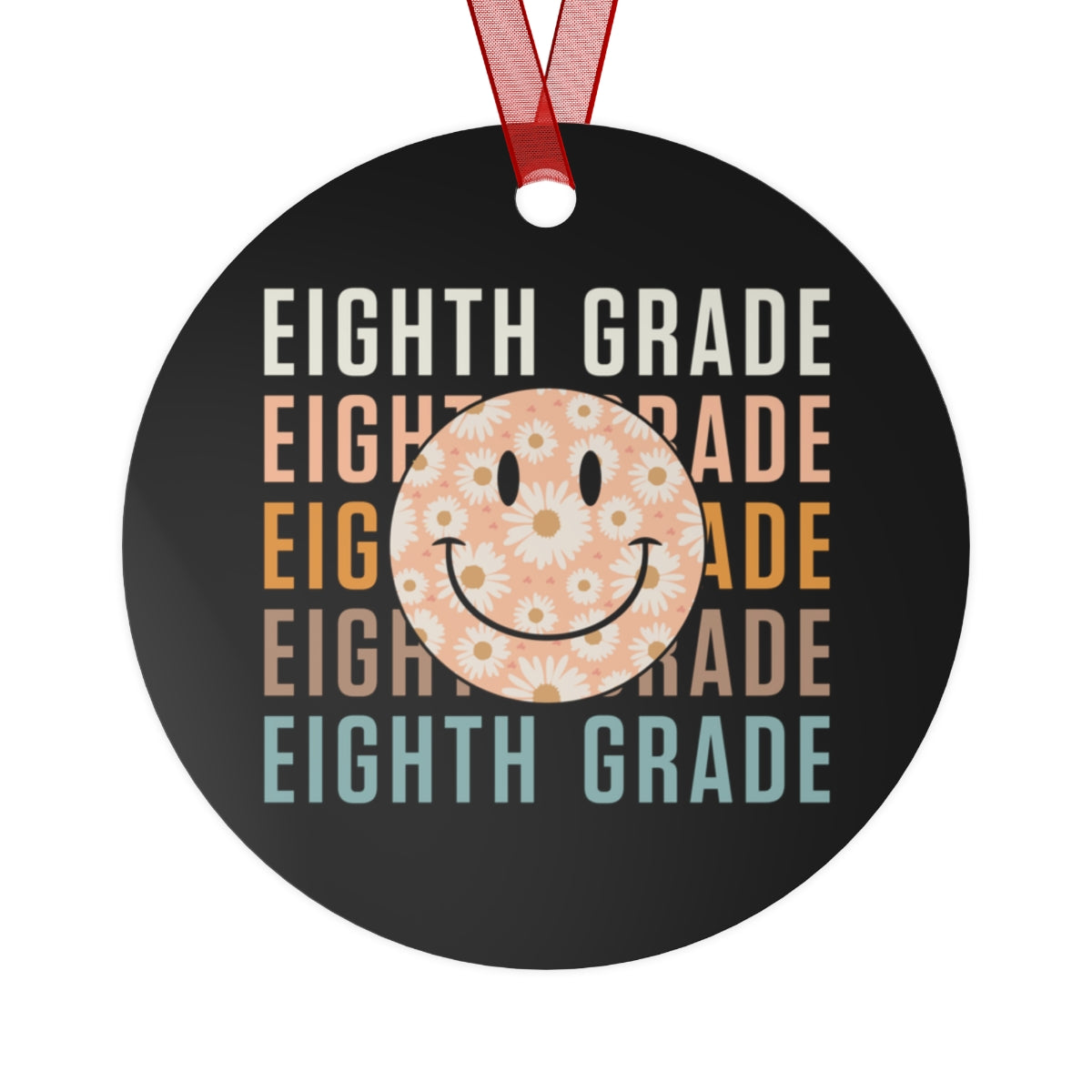Eighth Grade Black Rustic Boho Metal Ornaments