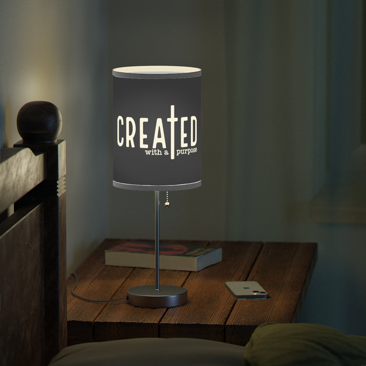 Black "Created with a Purpose" Lamp on a Stand, US|CA plug