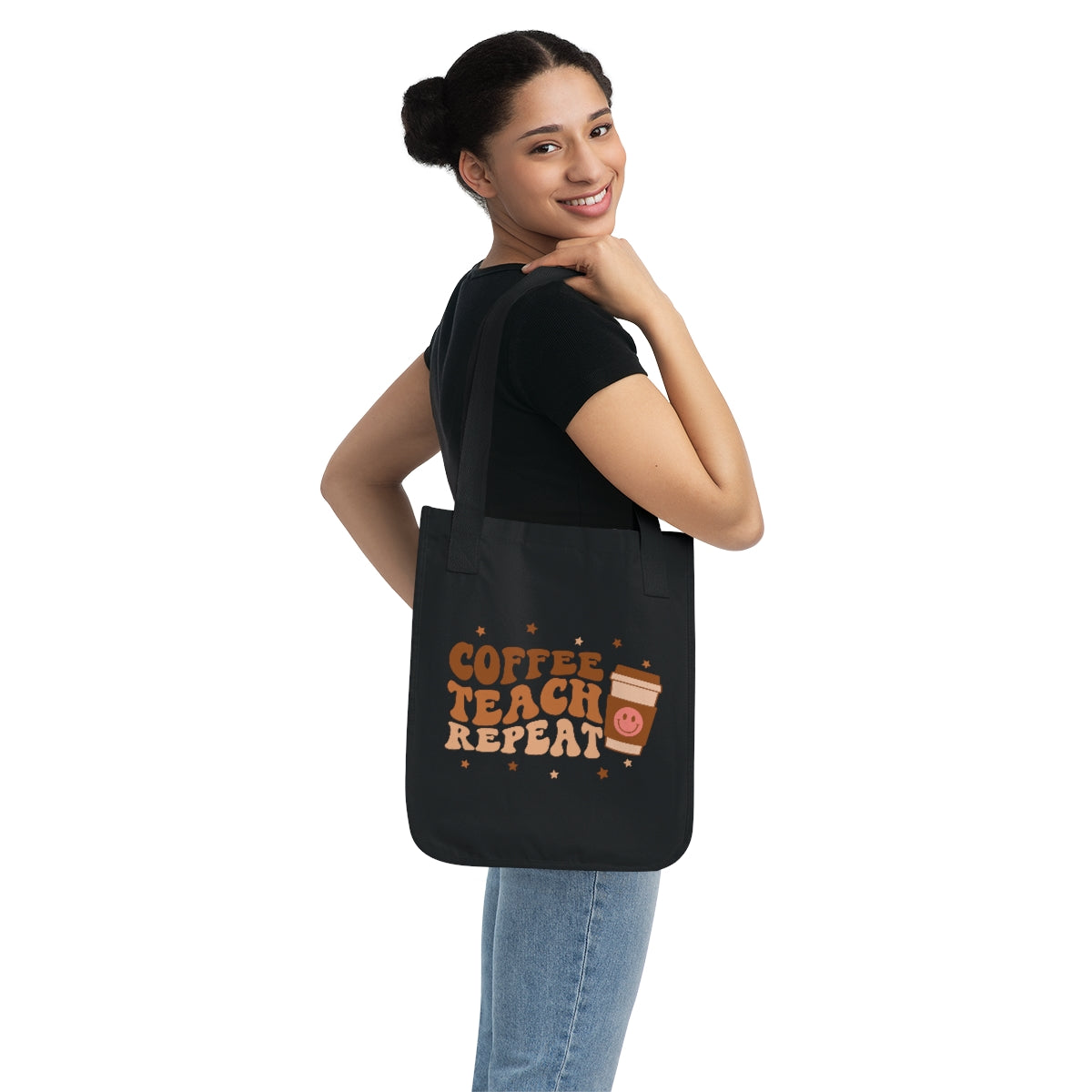 Coffee Teach Repeat Organic Canvas Tote Bag