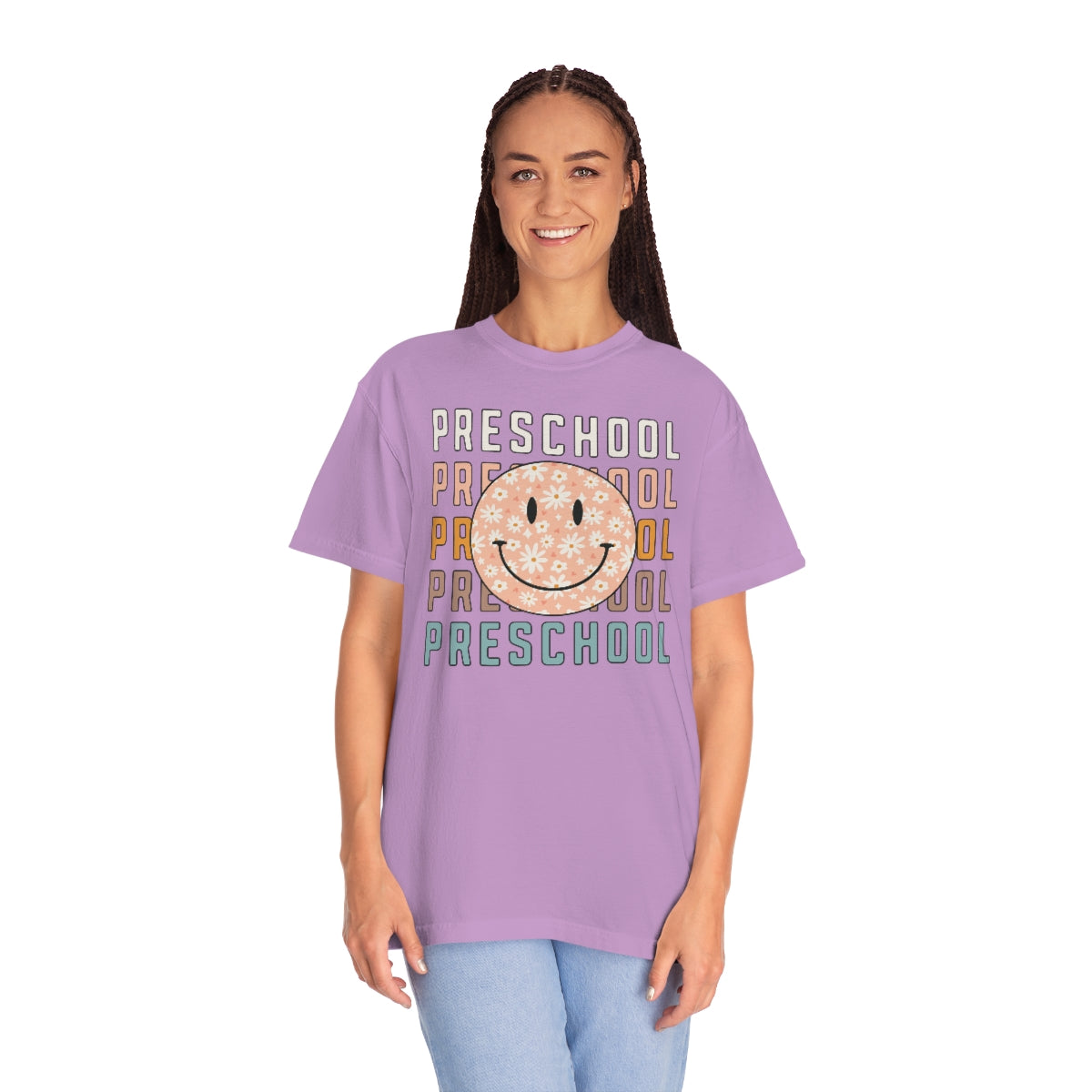Preschool Smiley Face Warm Colors Unisex Garment-Dyed PREMIUM T-shirt