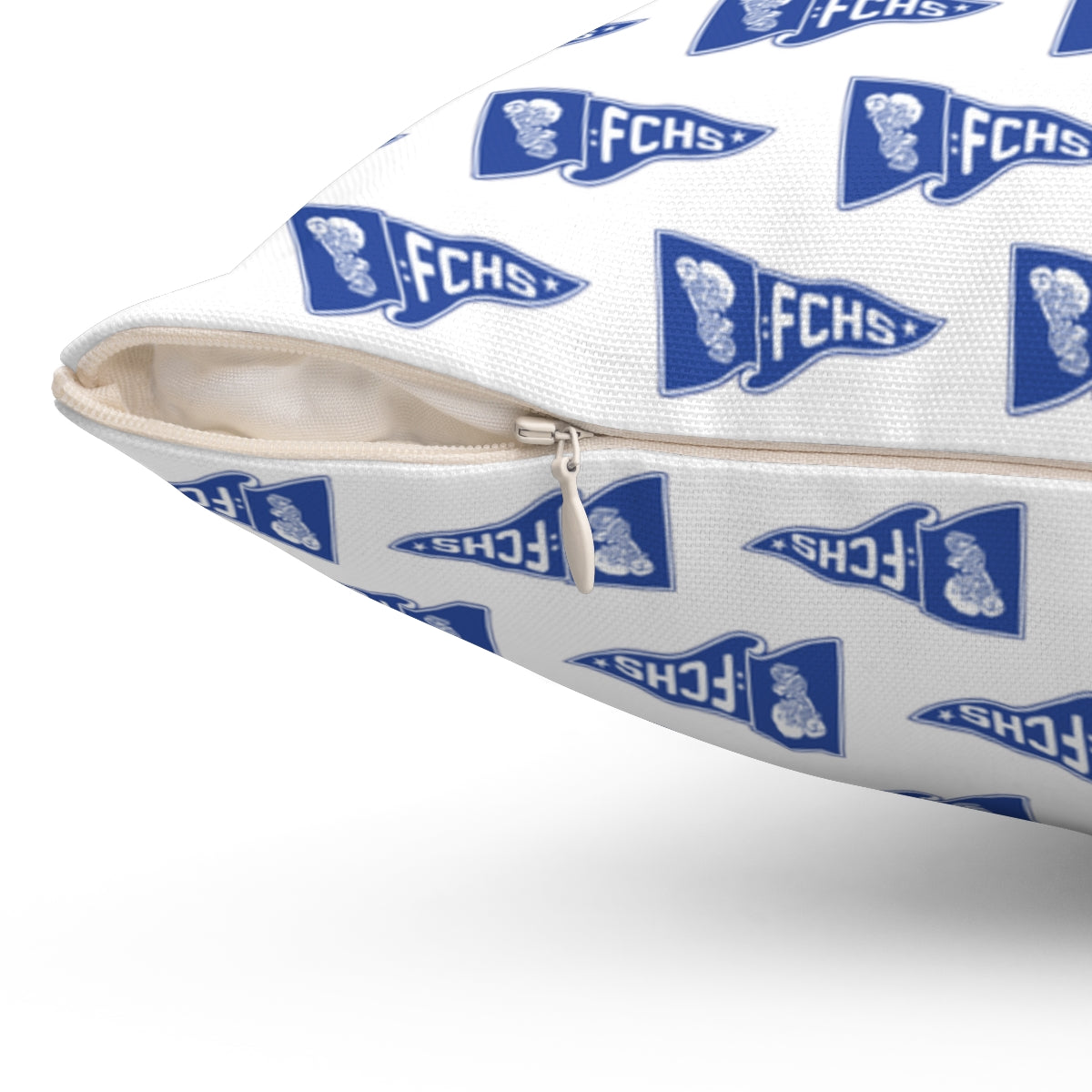 White Freeburg Midgets Pennant Pattern Spun Polyester Square Pillow
