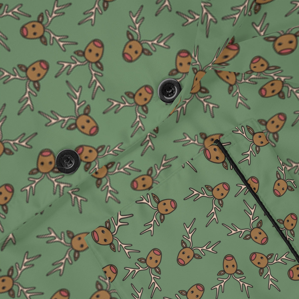 Rustic Green Reindeer Women's Satin Pajamas (AOP)