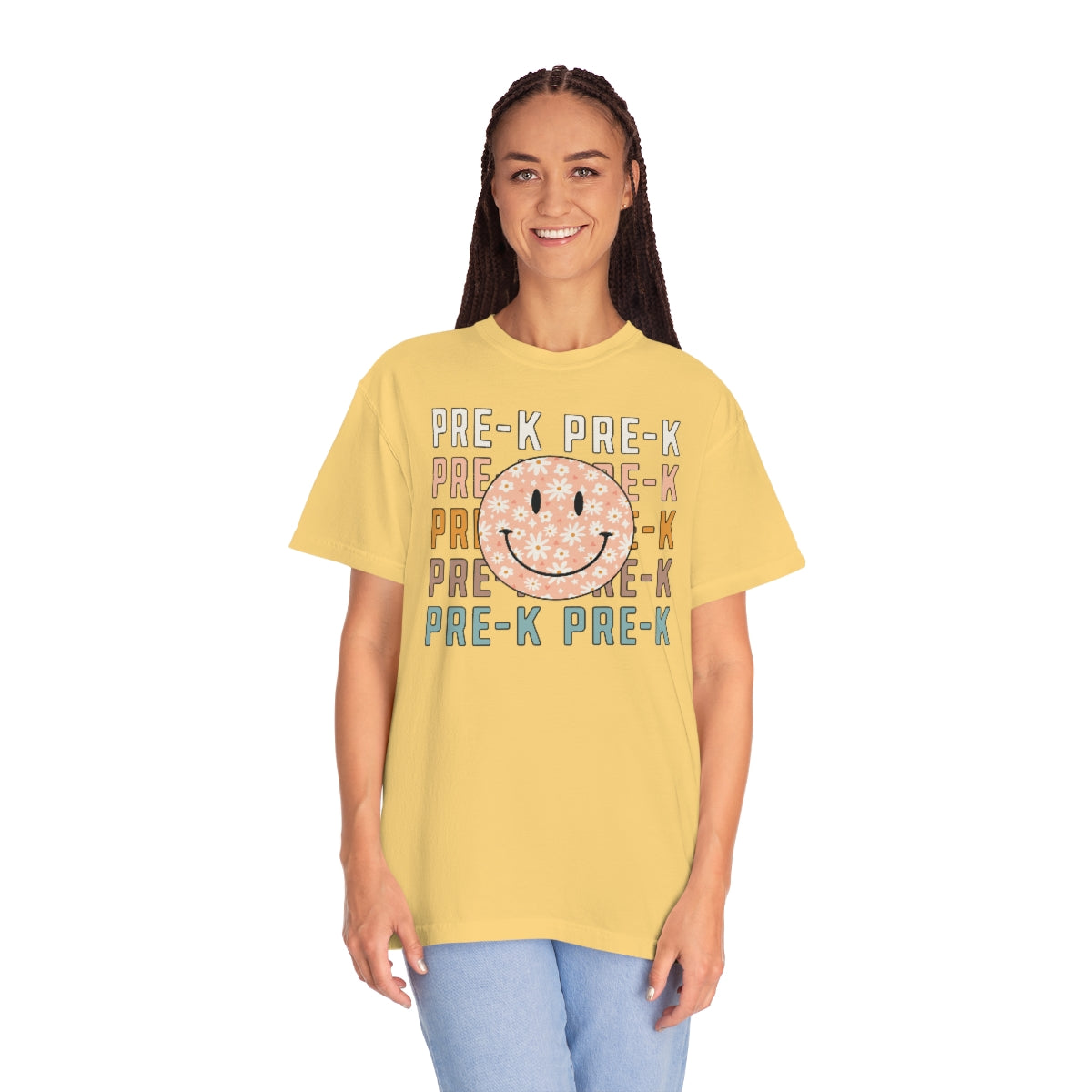 Pre-K Smiley Face Warm Colors Unisex Garment-Dyed PREMIUM T-shirt