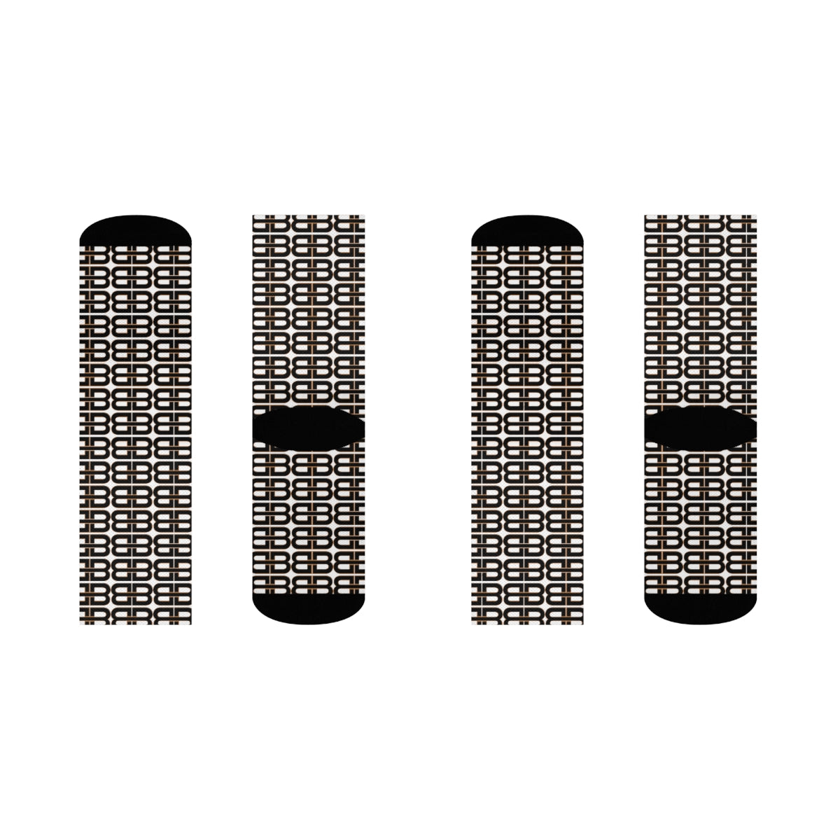 White Bhava Brand Pattern Crew Socks