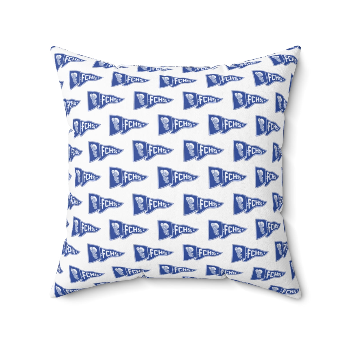 White Freeburg Midgets Pennant Pattern Spun Polyester Square Pillow