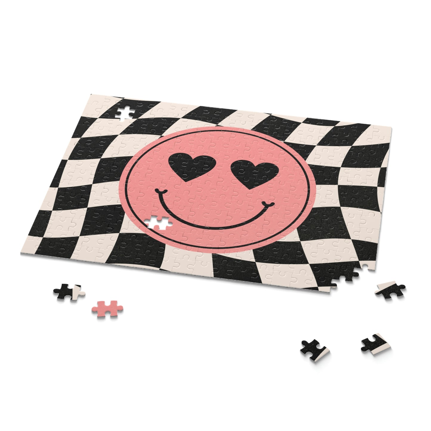 Heart Smiley Face Checkered Puzzle (120, 252, 500-Piece)