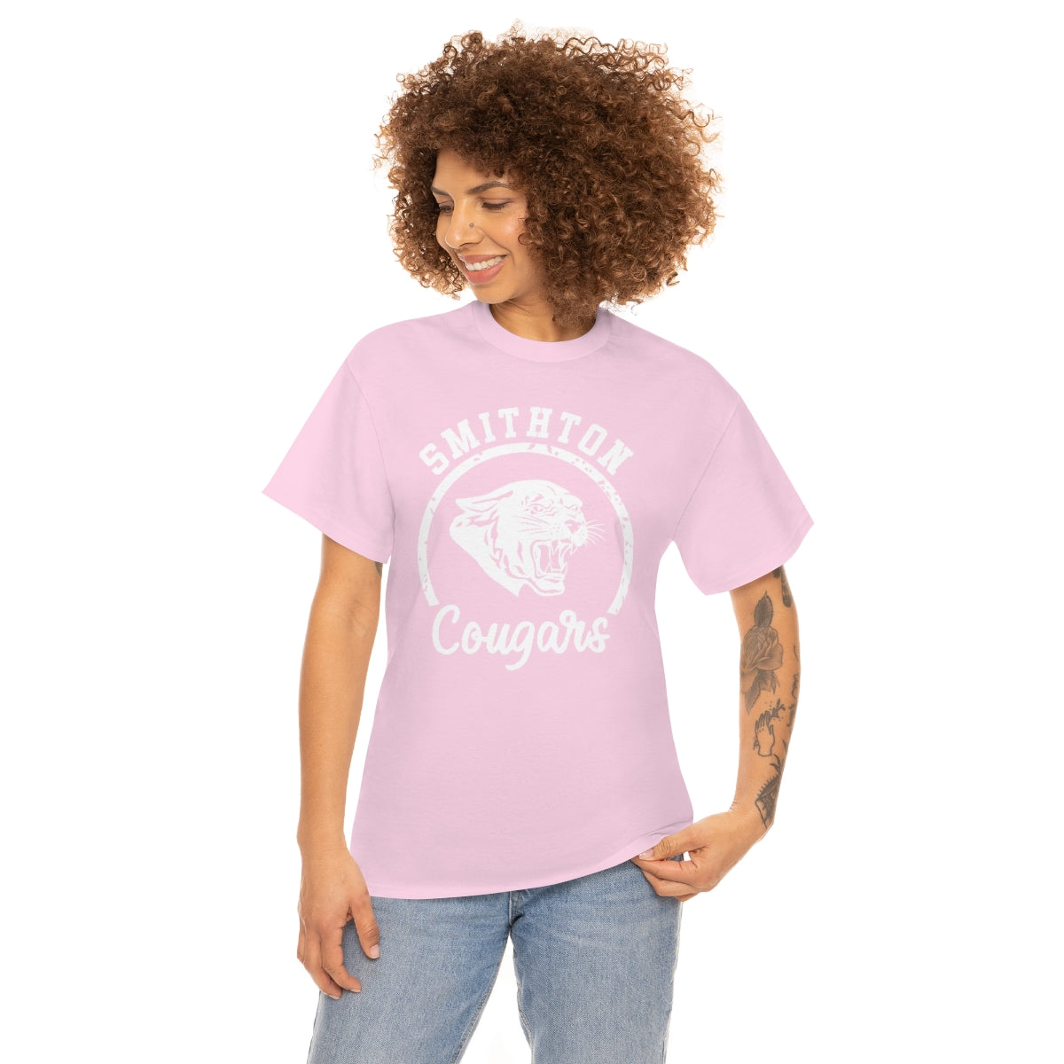 Smithton Cougars - White Imprint Unisex Heavy Cotton Tee