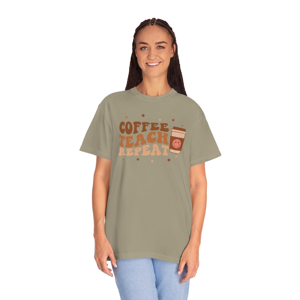 Coffee Teach Repeat Unisex Garment-Dyed Comfort Colors PREMIUM T-shirt