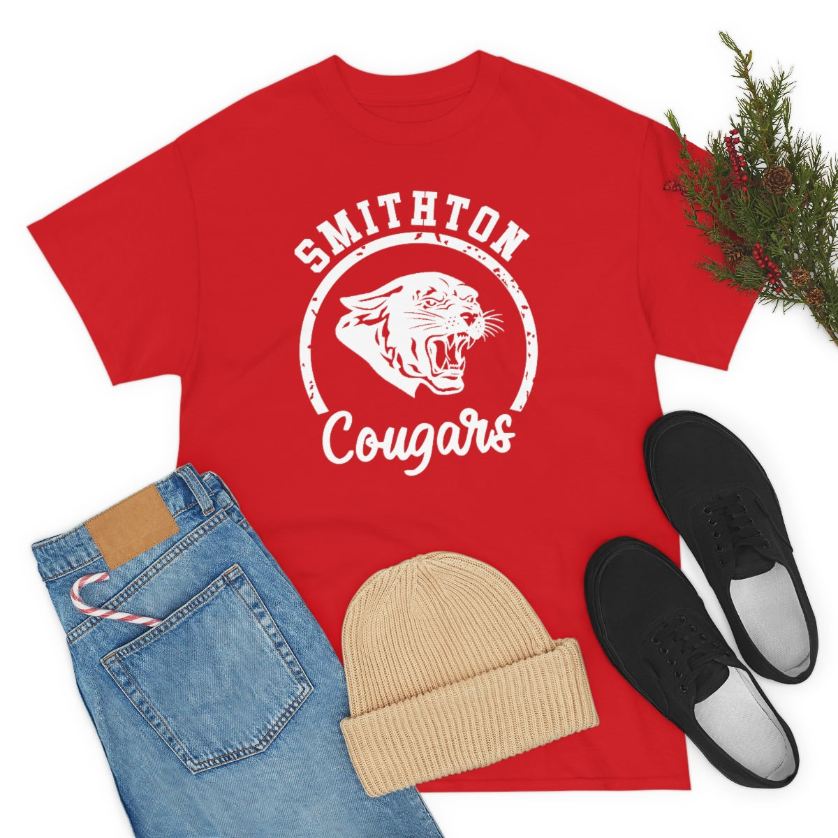 Smithton Cougars - White Imprint Unisex Heavy Cotton Tee