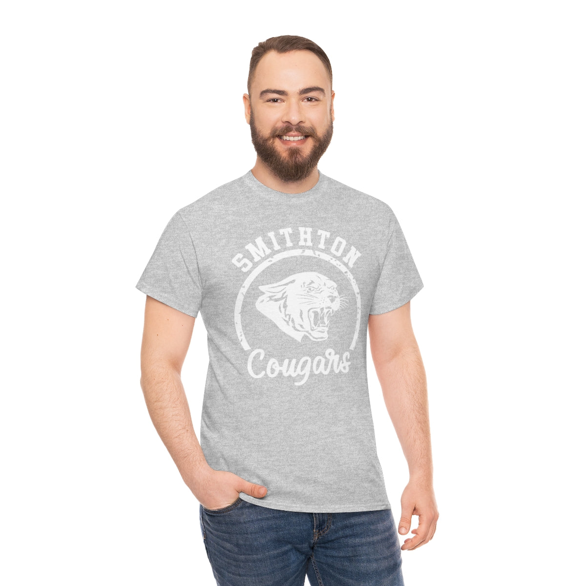 Smithton Cougars - White Imprint Unisex Heavy Cotton Tee