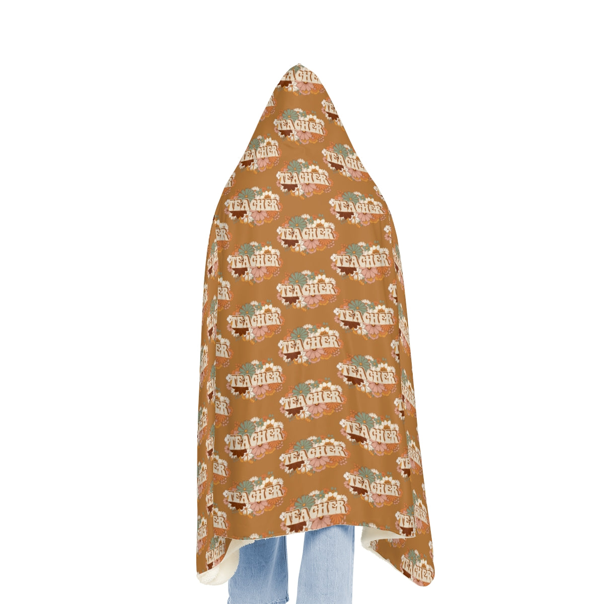 Light Brown Boho Floral "Teacher" Snuggle Blanket