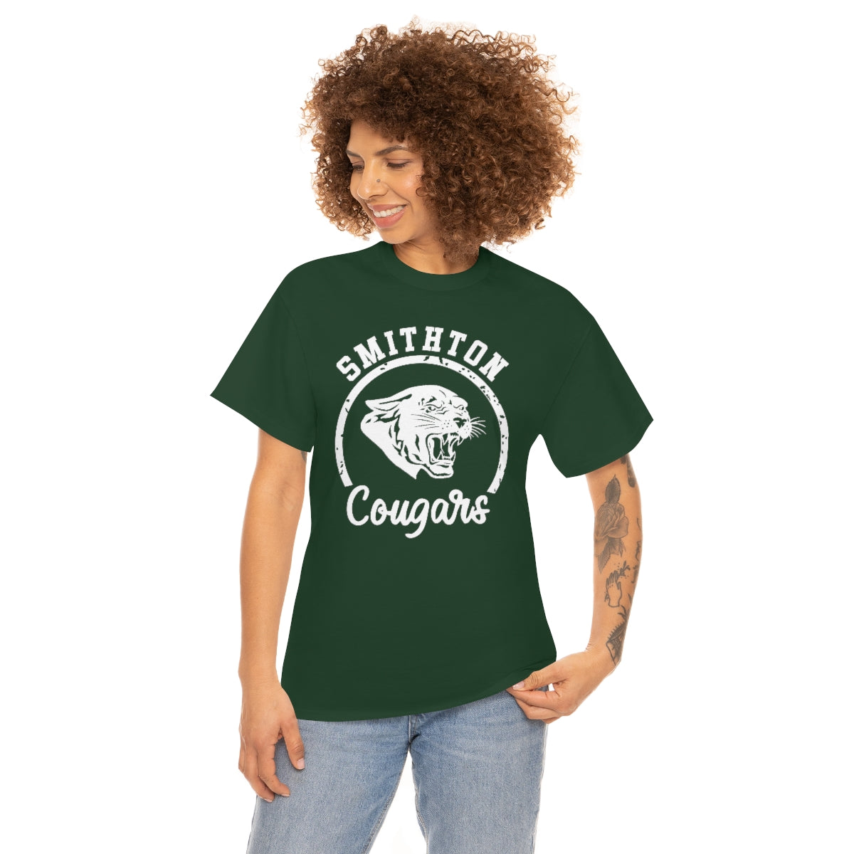 Smithton Cougars - White Imprint Unisex Heavy Cotton Tee