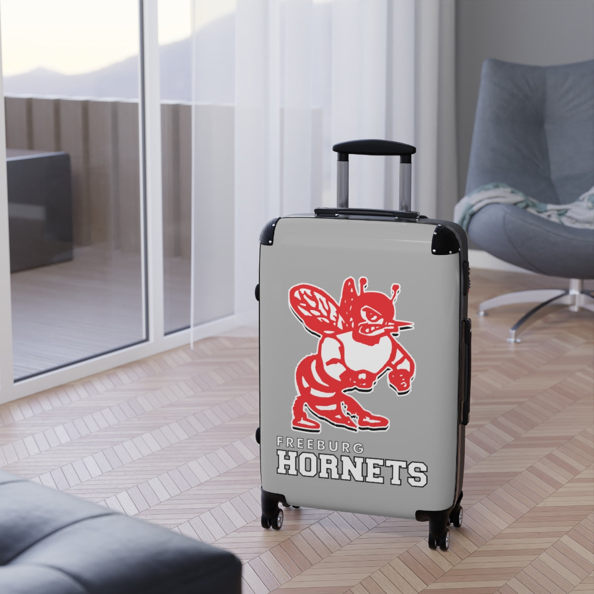 Freeburg Hornet Suitcases - Gray Front/ Black Back