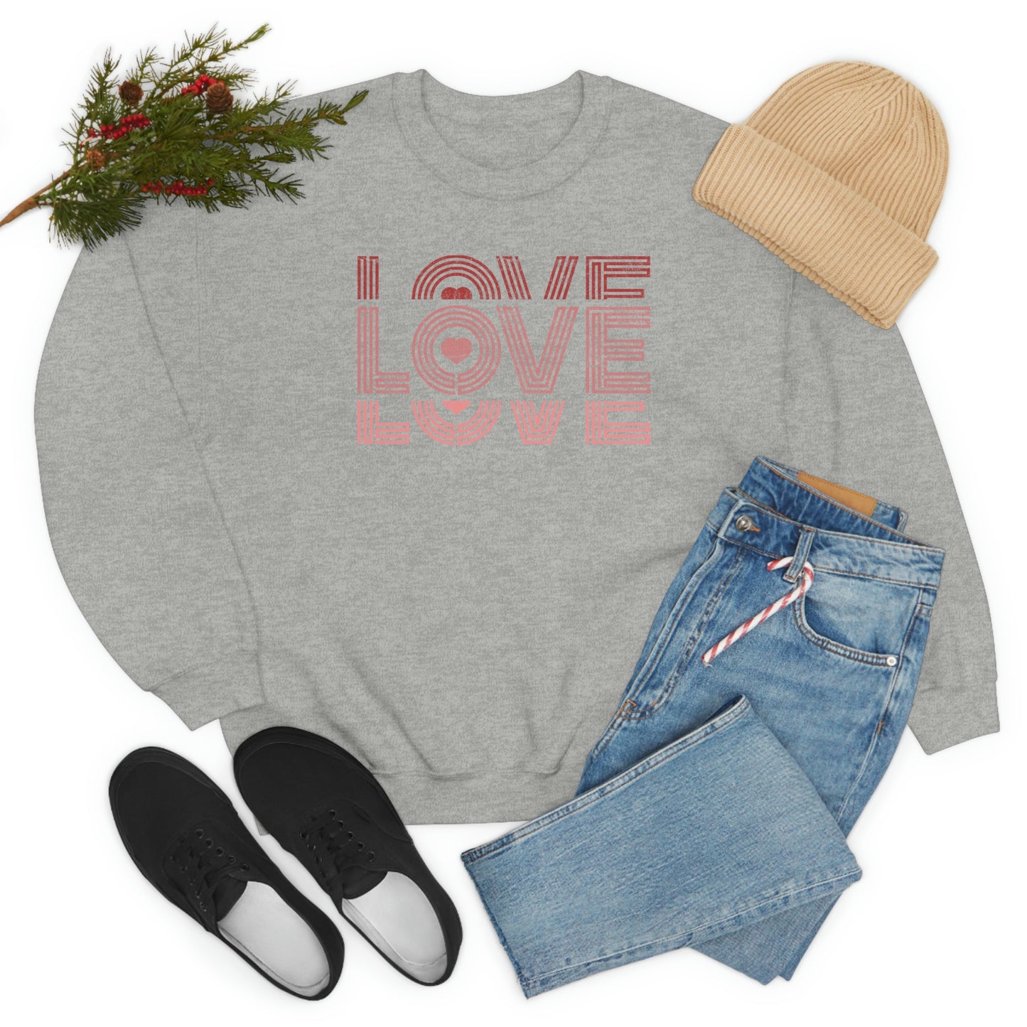 "Love Love Love" Red Graduated Print Unisex Heavy Blend™ Crewneck Sweatshirt