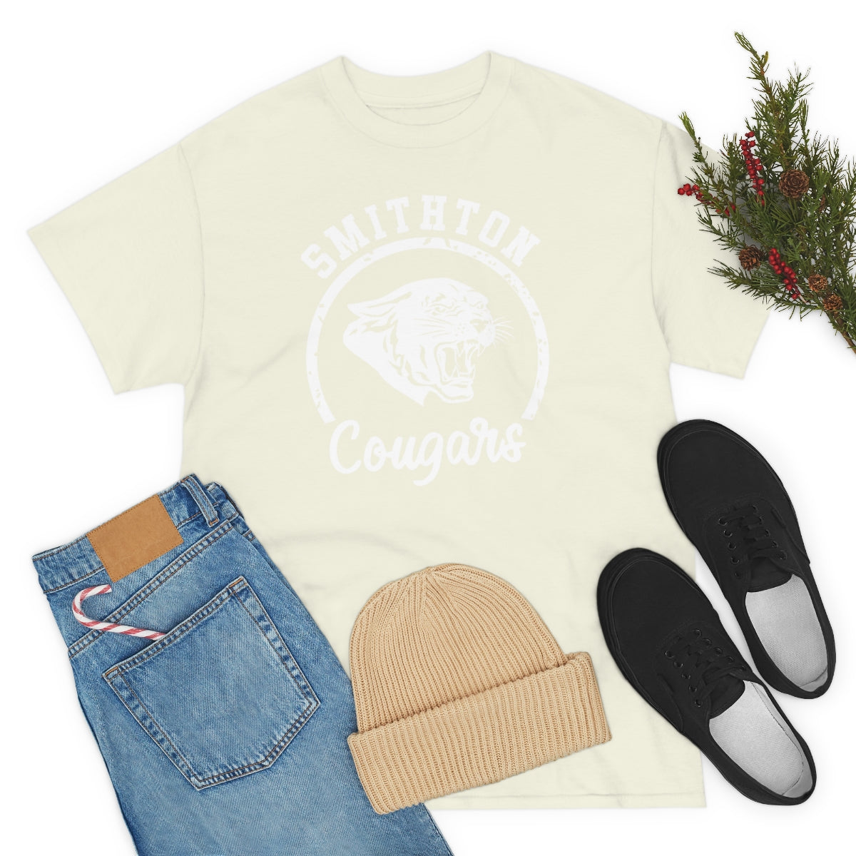 Smithton Cougars - White Imprint Unisex Heavy Cotton Tee