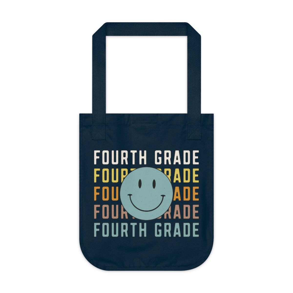 Fourth Grade Smiley Face Organic Canvas Tote Bag