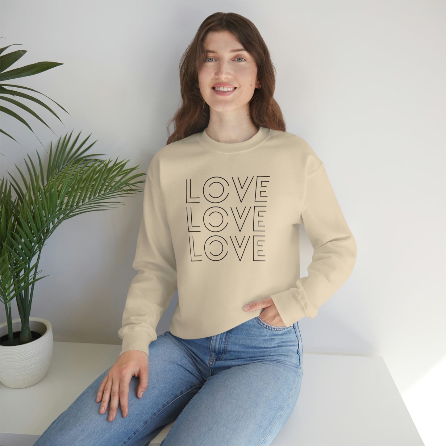 "Love Love Love" Black Print Unisex Heavy Blend™ Crewneck Sweatshirt