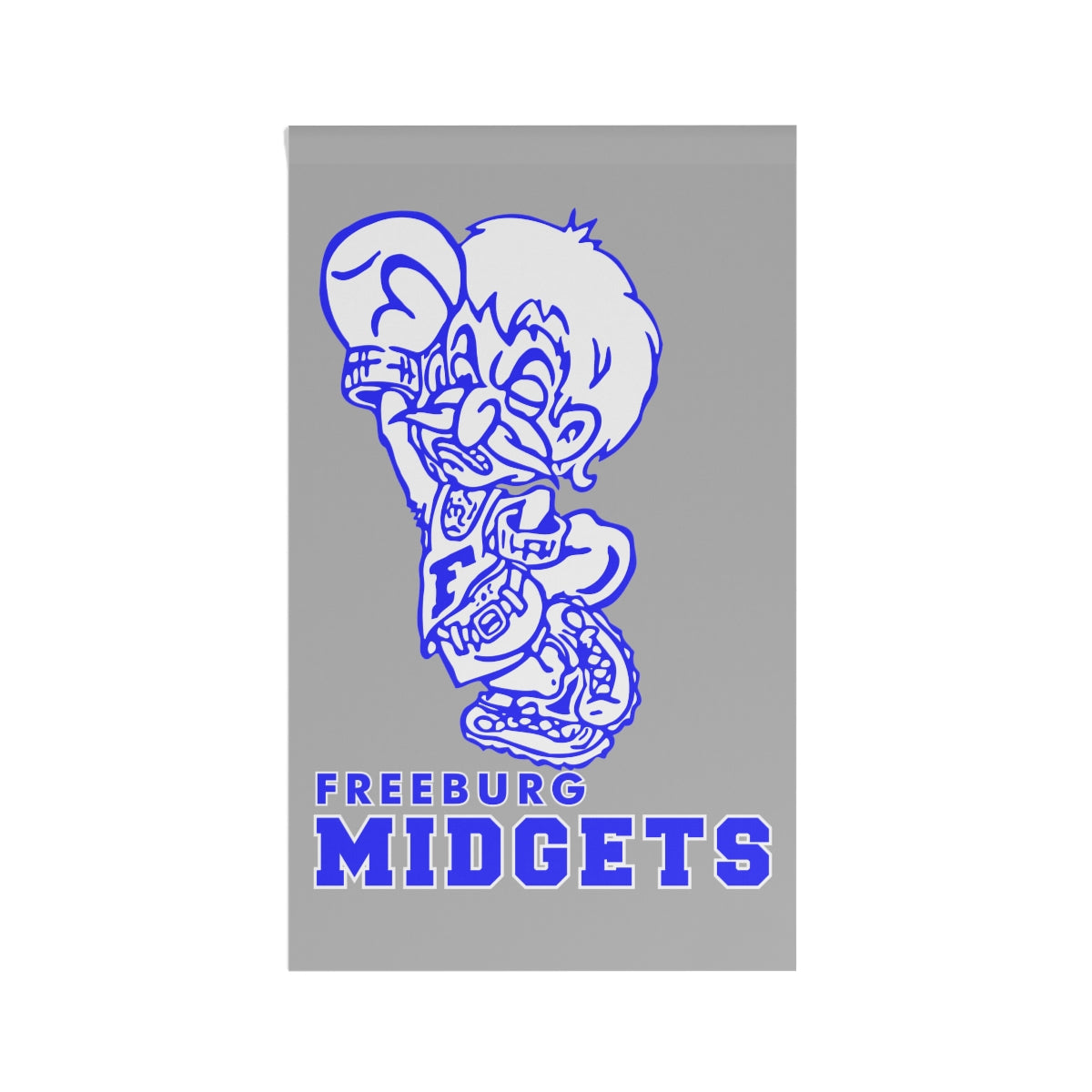 Gray with Blue Print Freeburg Midget House Banner