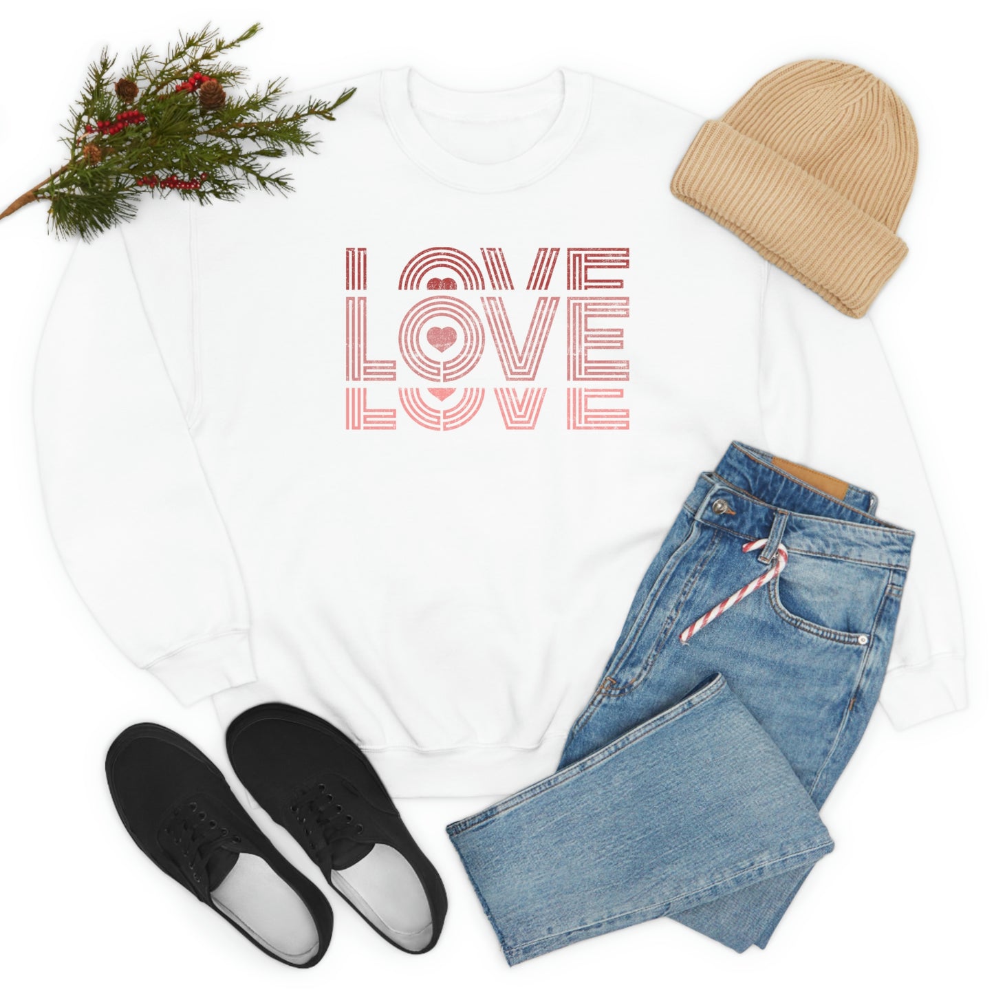 "Love Love Love" Red Graduated Print Unisex Heavy Blend™ Crewneck Sweatshirt