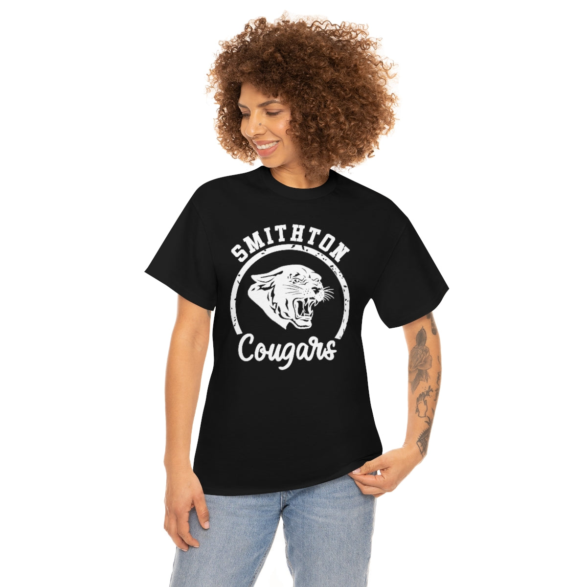Smithton Cougars - White Imprint Unisex Heavy Cotton Tee