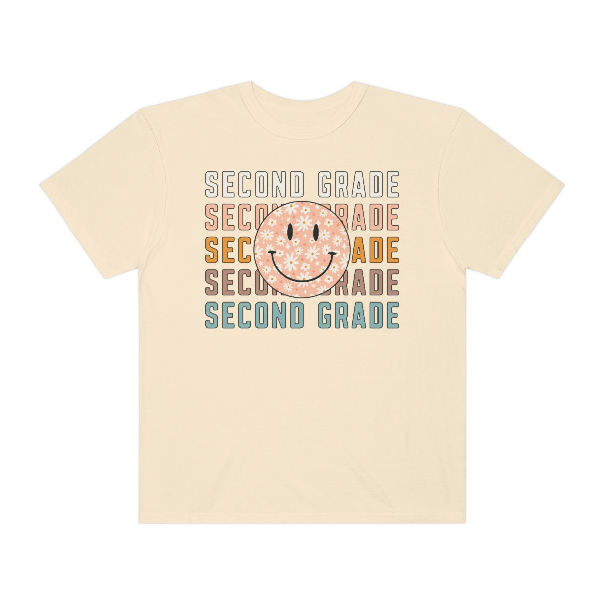 2nd Grade Smiley Face Warm Colors Unisex Garment-Dyed PREMIUM T-shirt
