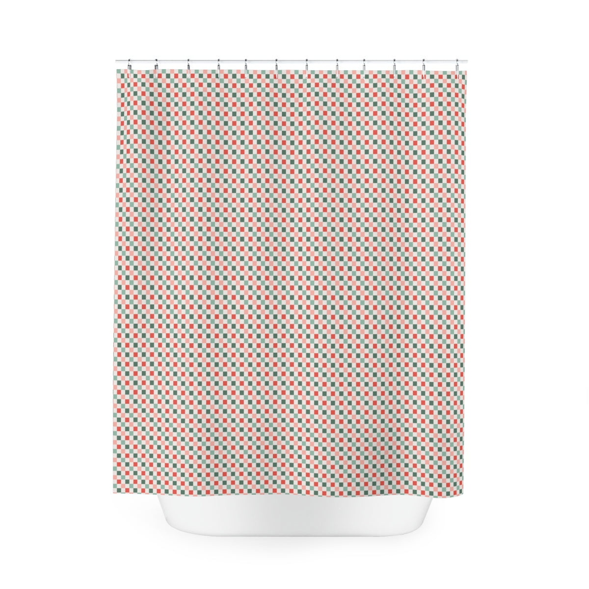 Christmas Checkerboard Pattern Polyester Shower Curtain