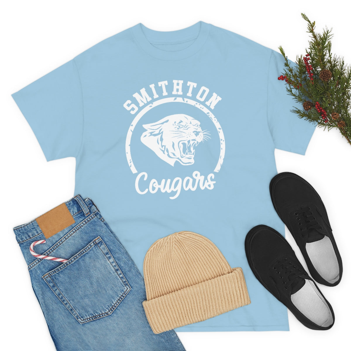 Smithton Cougars - White Imprint Unisex Heavy Cotton Tee