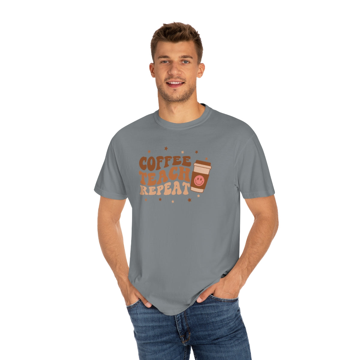 Coffee Teach Repeat Unisex Garment-Dyed Comfort Colors PREMIUM T-shirt