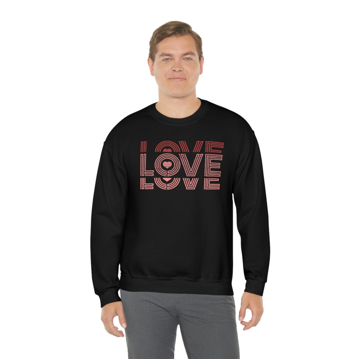 "Love Love Love" Red Graduated Print Unisex Heavy Blend™ Crewneck Sweatshirt