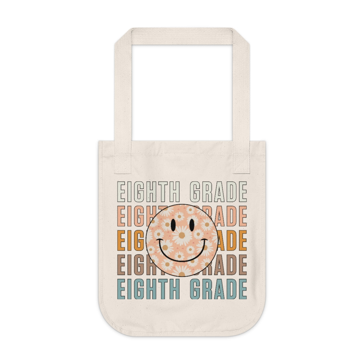 Eight Grade Smiley Face Organic Canvas Tote Bag