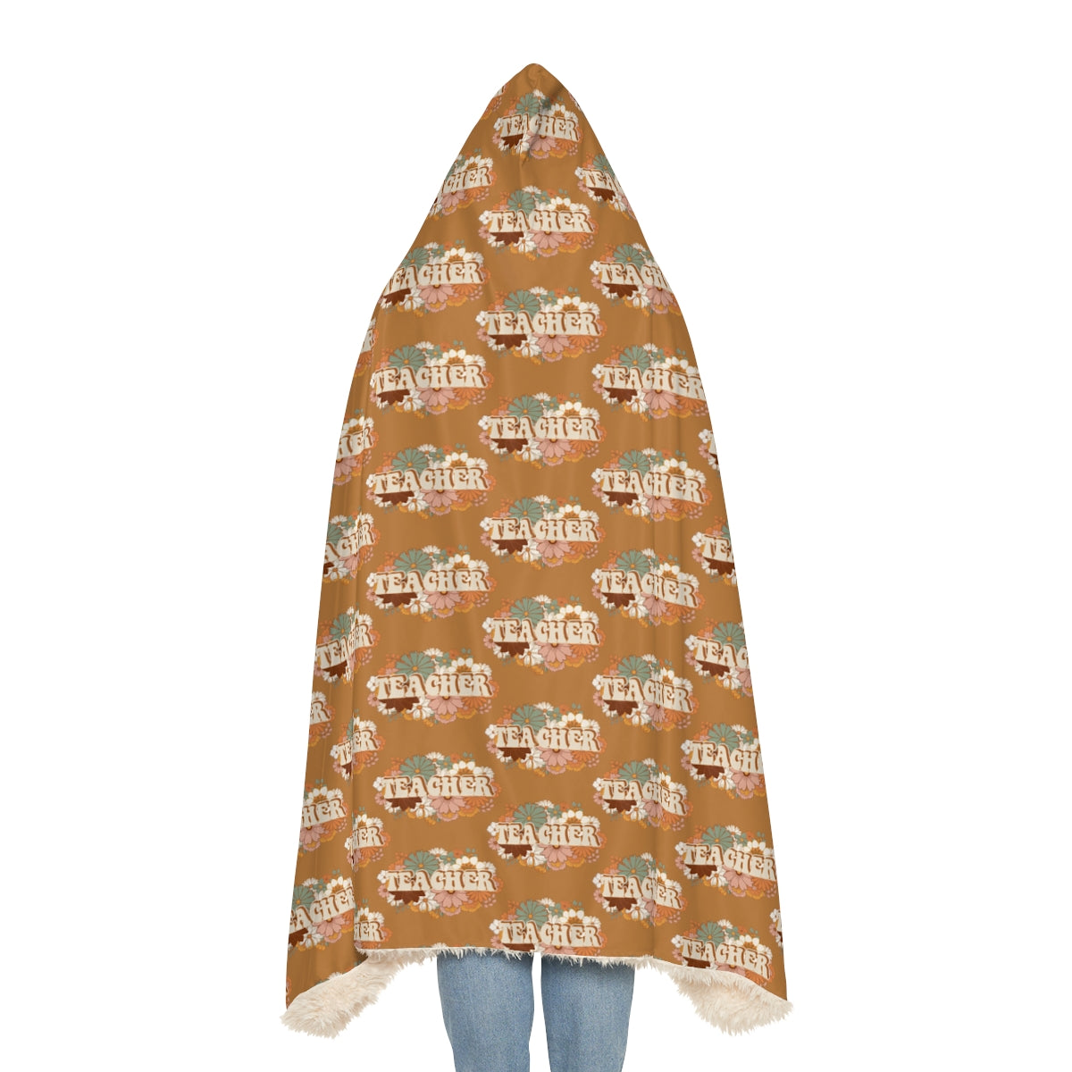 Light Brown Boho Floral "Teacher" Snuggle Blanket