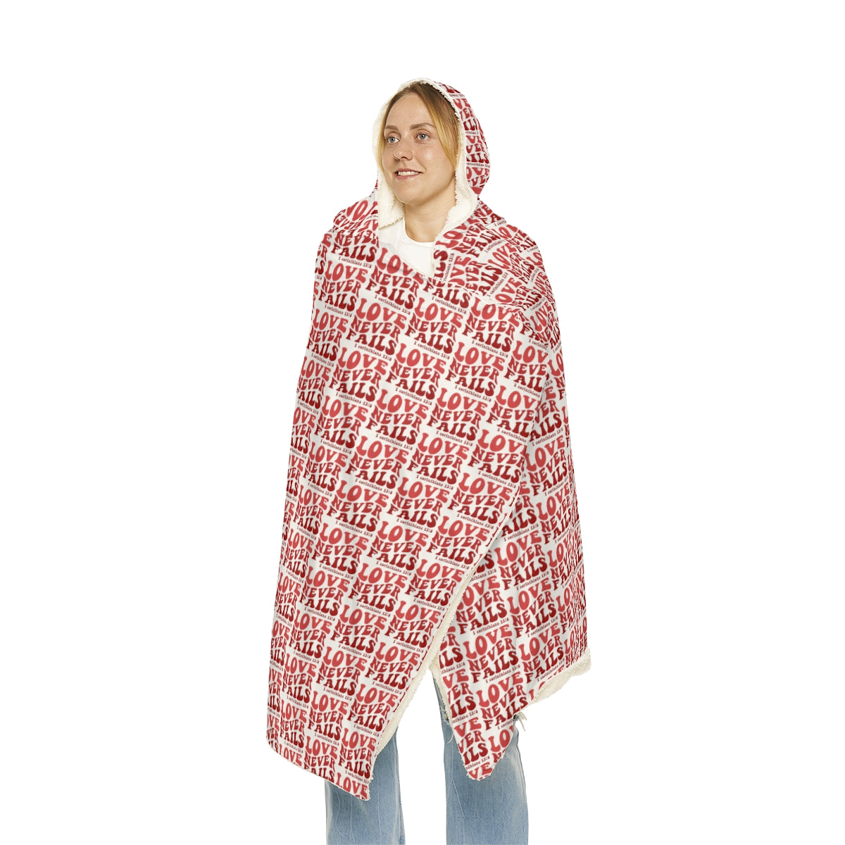 White "Love Never Fails" Snuggle Blanket