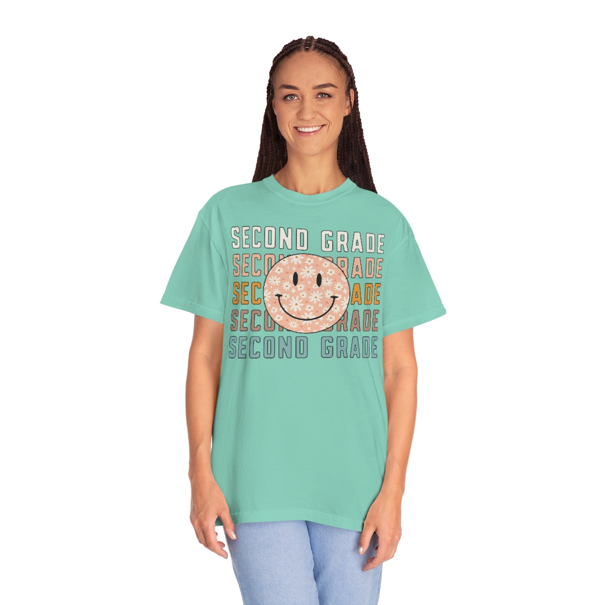 2nd Grade Smiley Face Warm Colors Unisex Garment-Dyed PREMIUM T-shirt