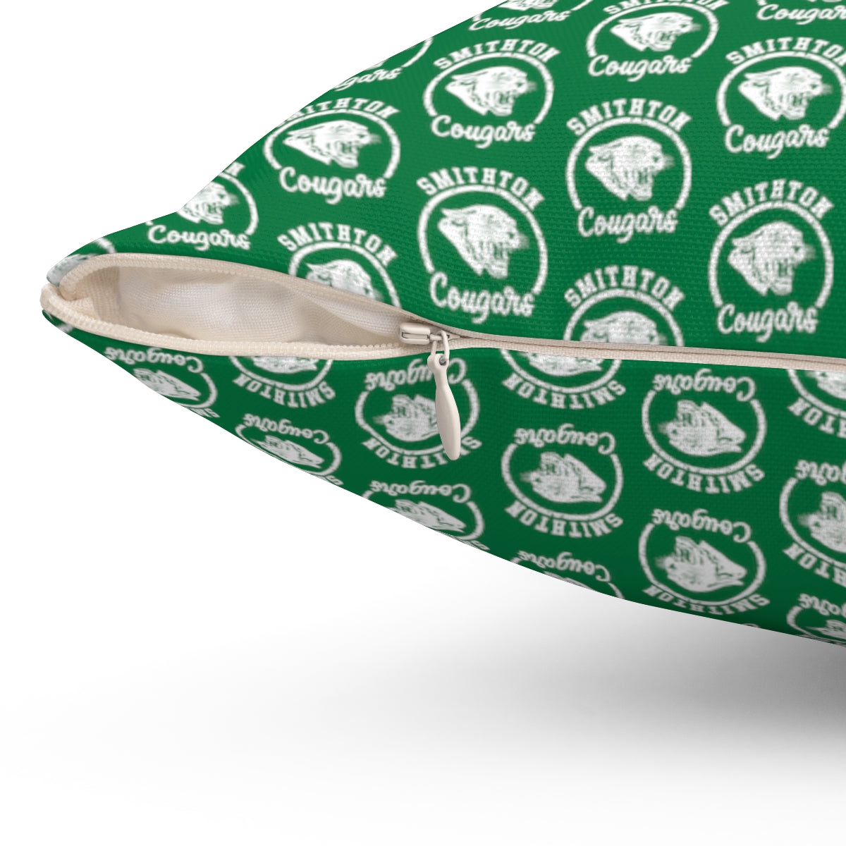 Green Smithton Cougars Pattern Spun Polyester Square Pillow