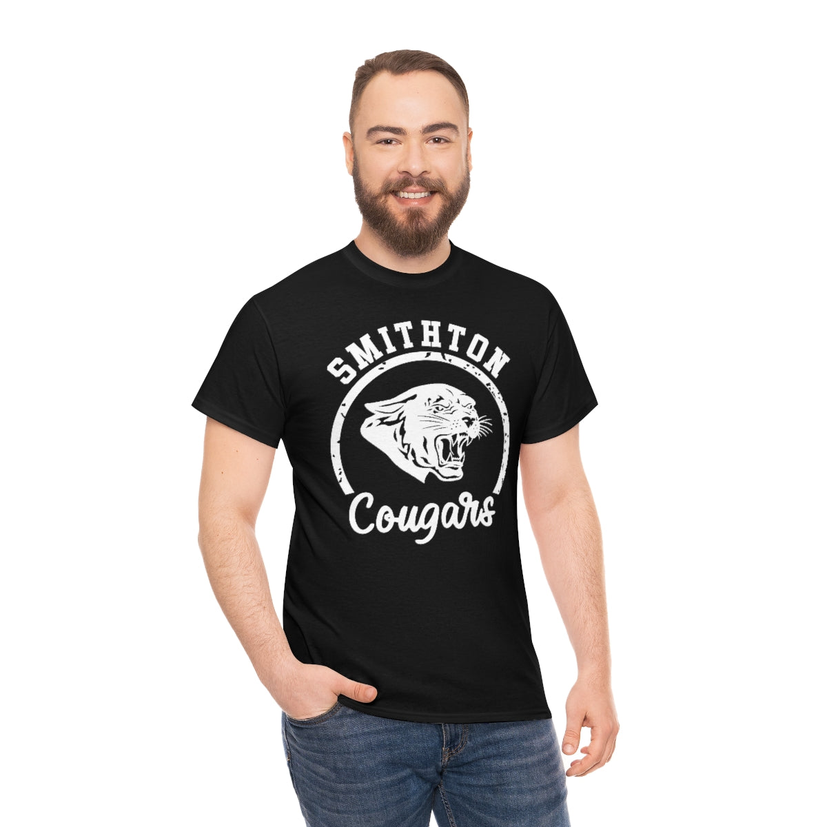 Smithton Cougars - White Imprint Unisex Heavy Cotton Tee
