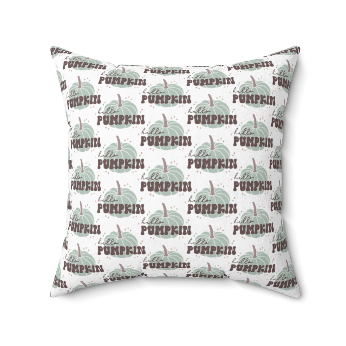 White Hello Pumpkin Spun Polyester Square Pillow
