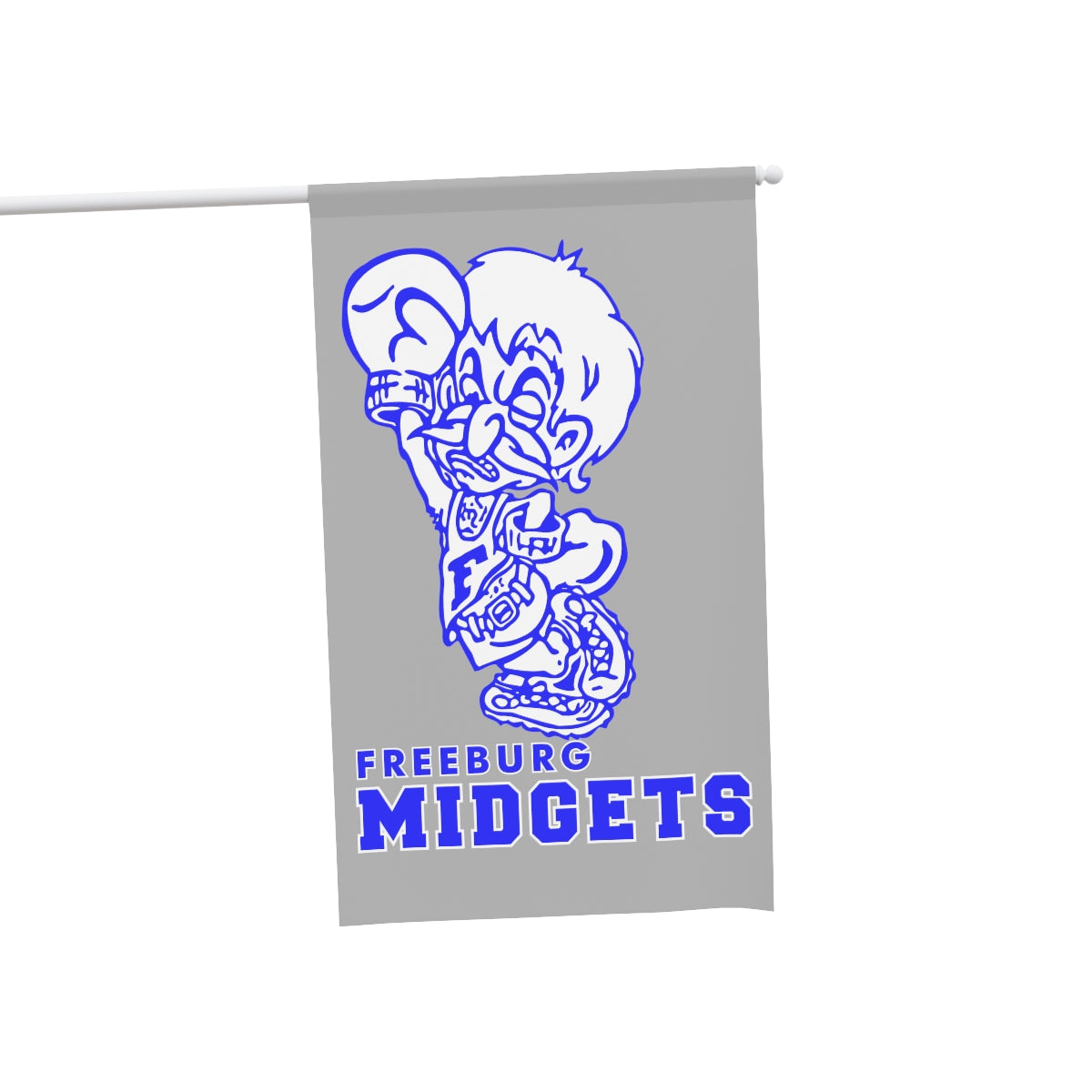 Gray with Blue Print Freeburg Midget House Banner