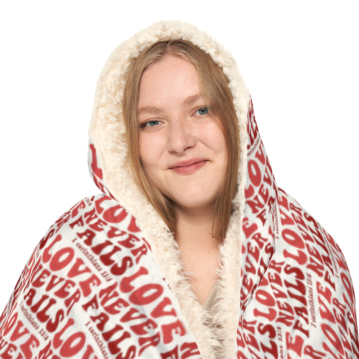 White "Love Never Fails" Snuggle Blanket