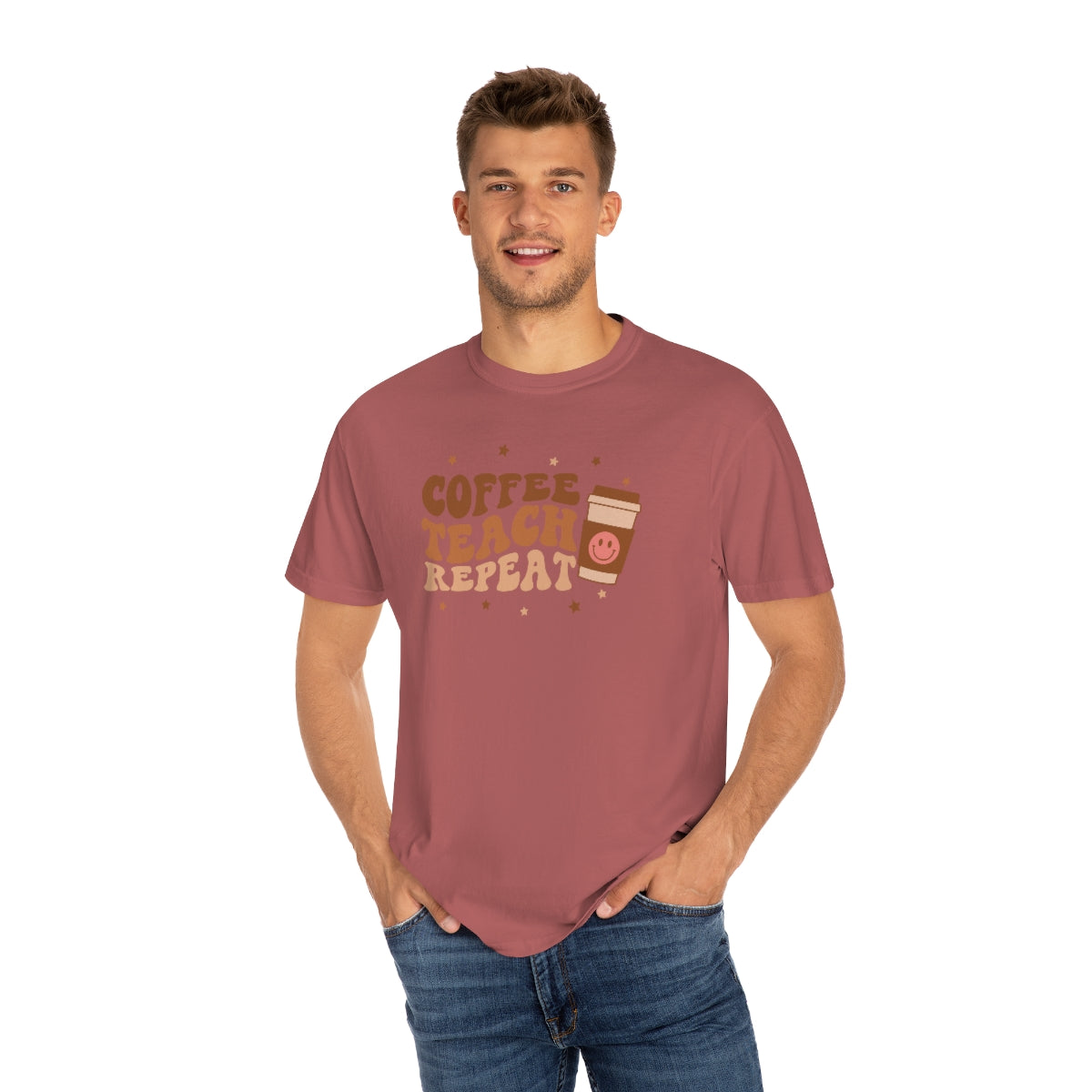 Coffee Teach Repeat Unisex Garment-Dyed Comfort Colors PREMIUM T-shirt
