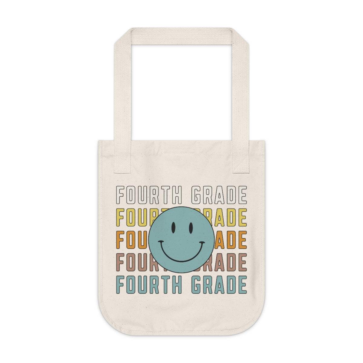 Fourth Grade Smiley Face Organic Canvas Tote Bag